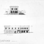 Elevations of front and side of exterior