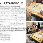 Manhattanopoly board game to solicit community input. Photographs of board game.