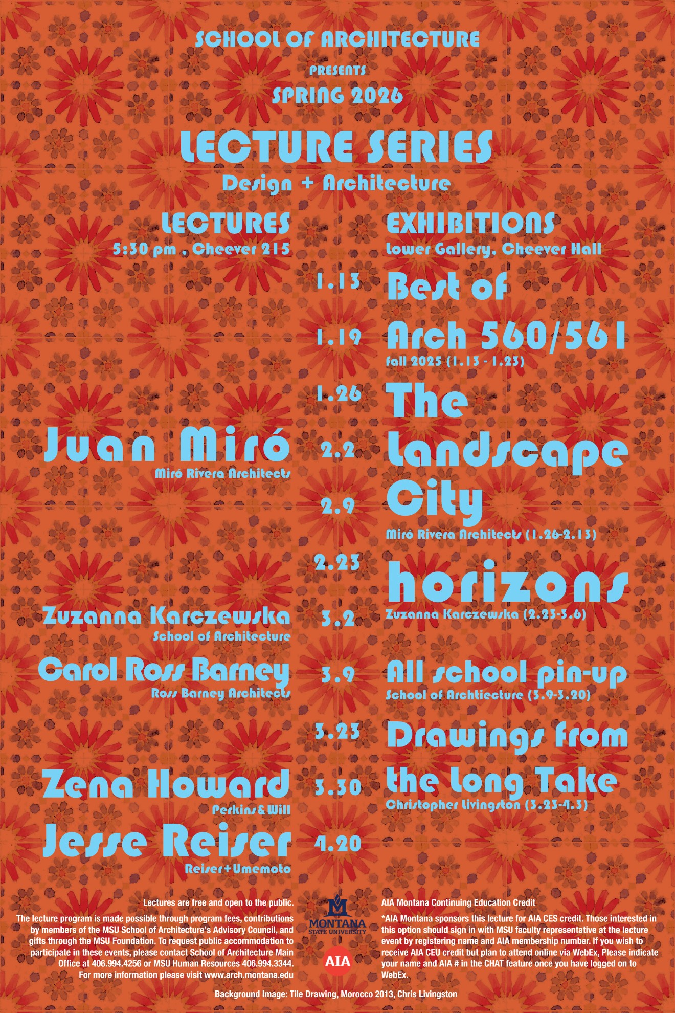 Spring 2026 Lecture and Exhibit schedule