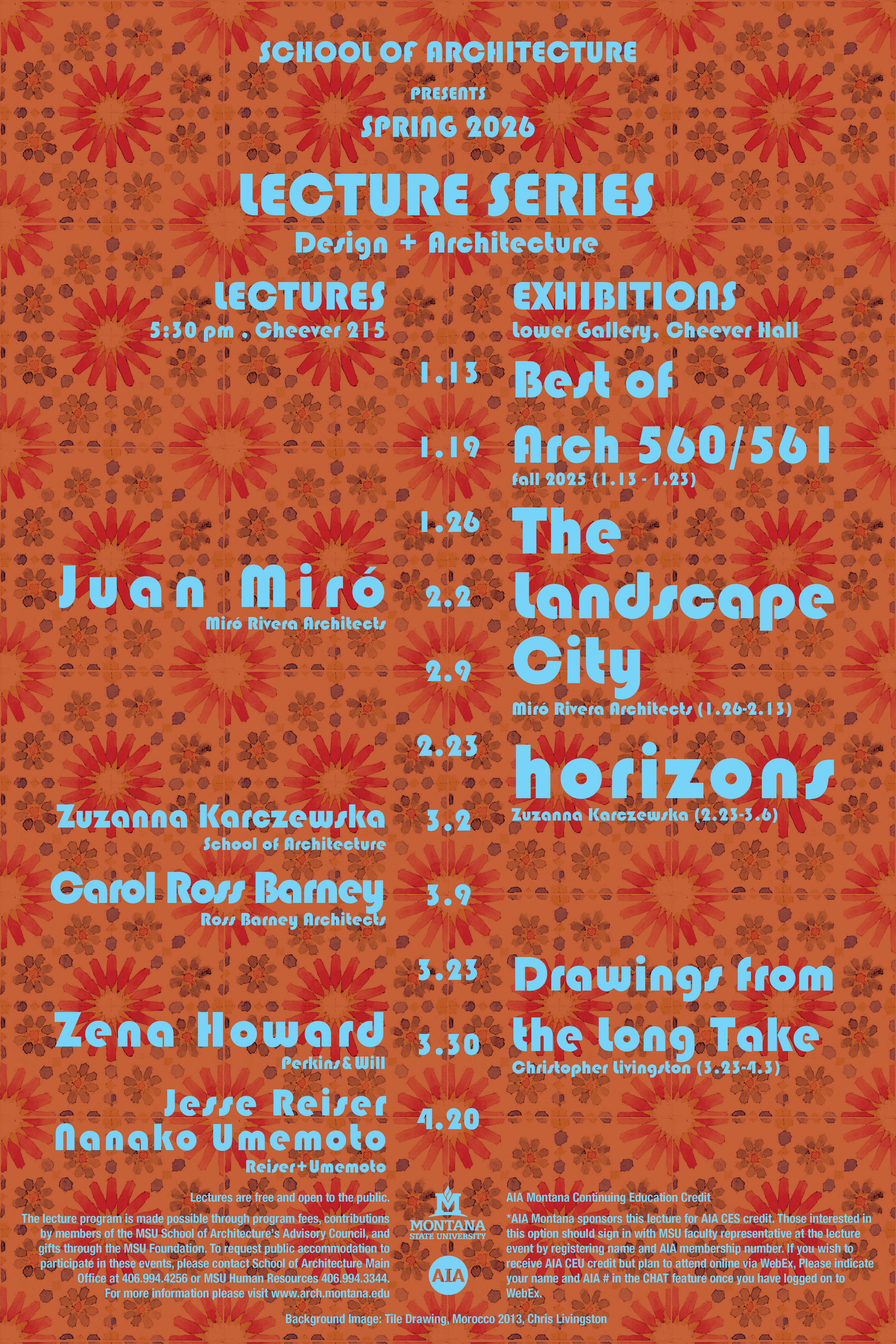 Spring 2026 Lecture and Exhibit schedule