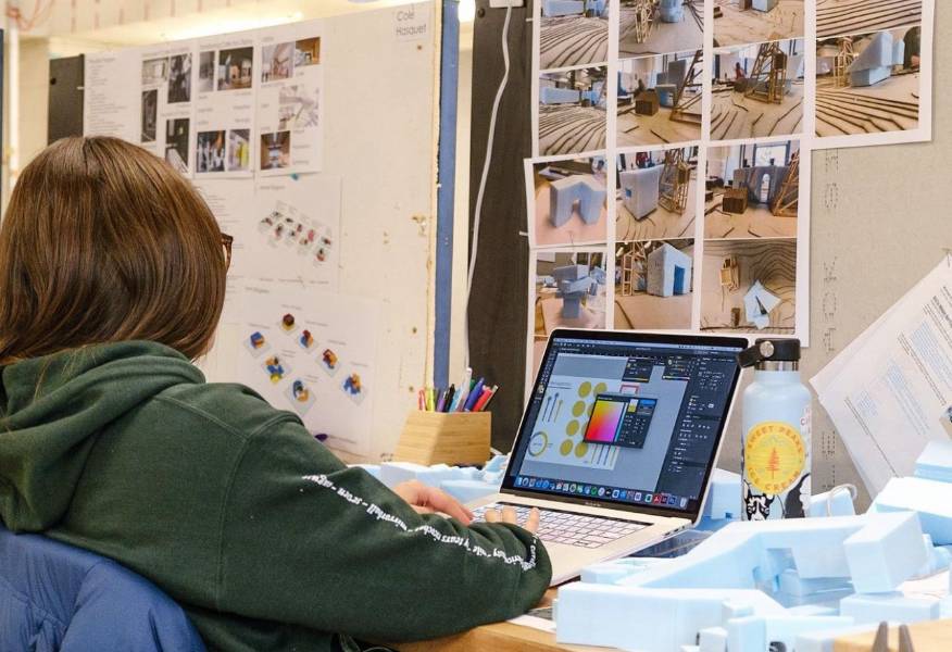 Student working at their desk.